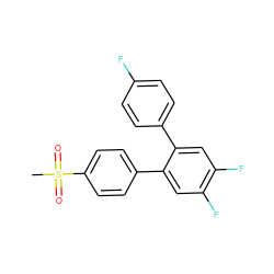 CS(=O)(=O)c1ccc(-c2cc(F)c(F)cc2-c2ccc(F)cc2)cc1 ZINC000013755787