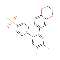 CS(=O)(=O)c1ccc(-c2cc(F)c(F)cc2-c2ccc3c(c2)OCCO3)cc1 ZINC000003814667