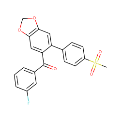 CS(=O)(=O)c1ccc(-c2cc3c(cc2C(=O)c2cccc(F)c2)OCO3)cc1 ZINC000001491946