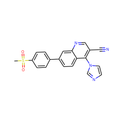 CS(=O)(=O)c1ccc(-c2ccc3c(-n4ccnc4)c(C#N)cnc3c2)cc1 ZINC000095603209