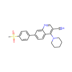 CS(=O)(=O)c1ccc(-c2ccc3c(N4CCCCC4)c(C#N)cnc3c2)cc1 ZINC000095603595