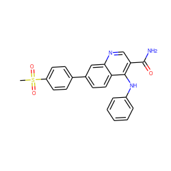 CS(=O)(=O)c1ccc(-c2ccc3c(Nc4ccccc4)c(C(N)=O)cnc3c2)cc1 ZINC000028960653