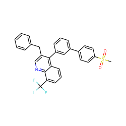 CS(=O)(=O)c1ccc(-c2cccc(-c3c(Cc4ccccc4)cnc4c(C(F)(F)F)cccc34)c2)cc1 ZINC000049113365