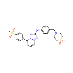 CS(=O)(=O)c1ccc(-c2cccc3nc(Nc4ccc(CN5CCS(=O)(=O)CC5)cc4)nn23)cc1 ZINC000148208656