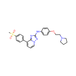 CS(=O)(=O)c1ccc(-c2cccn3nc(Nc4ccc(OCCN5CCCC5)cc4)nc23)cc1 ZINC000147104635