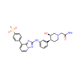 CS(=O)(=O)c1ccc(-c2cccn3nc(Nc4cccc([C@@H]5CCN(CC(N)=O)C[C@@H]5O)c4)nc23)cc1 ZINC000096169711