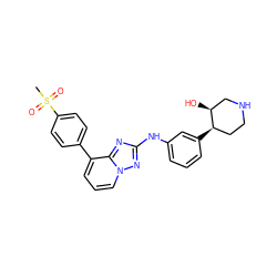 CS(=O)(=O)c1ccc(-c2cccn3nc(Nc4cccc([C@@H]5CCNC[C@@H]5O)c4)nc23)cc1 ZINC000096169709