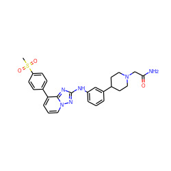 CS(=O)(=O)c1ccc(-c2cccn3nc(Nc4cccc(C5CCN(CC(N)=O)CC5)c4)nc23)cc1 ZINC000068247672