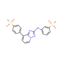 CS(=O)(=O)c1ccc(-c2cccn3nc(Nc4cccc(S(C)(=O)=O)c4)nc23)cc1 ZINC000084668977