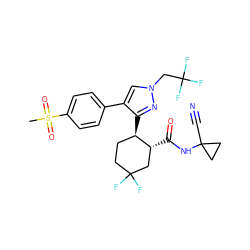 CS(=O)(=O)c1ccc(-c2cn(CC(F)(F)F)nc2[C@@H]2CCC(F)(F)C[C@H]2C(=O)NC2(C#N)CC2)cc1 ZINC000049881587