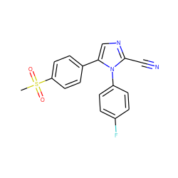 CS(=O)(=O)c1ccc(-c2cnc(C#N)n2-c2ccc(F)cc2)cc1 ZINC000000025703