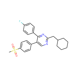 CS(=O)(=O)c1ccc(-c2cnc(CC3CCCCC3)nc2-c2ccc(F)cc2)cc1 ZINC000043010595