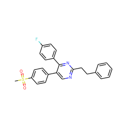 CS(=O)(=O)c1ccc(-c2cnc(CCc3ccccc3)nc2-c2ccc(F)cc2)cc1 ZINC000043022456