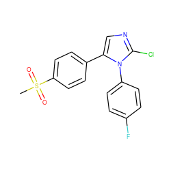 CS(=O)(=O)c1ccc(-c2cnc(Cl)n2-c2ccc(F)cc2)cc1 ZINC000000588569