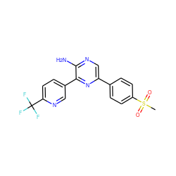 CS(=O)(=O)c1ccc(-c2cnc(N)c(-c3ccc(C(F)(F)F)nc3)n2)cc1 ZINC000103252830