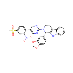 CS(=O)(=O)c1ccc(-c2cnc(N3CCc4c([nH]c5ccccc45)[C@@H]3c3ccc4c(c3)OCO4)nc2)c([N+](=O)[O-])c1 ZINC000027867441