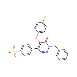 CS(=O)(=O)c1ccc(-c2cnn(Cc3ccccc3)c(=O)c2Oc2ccc(Cl)cn2)cc1 ZINC000013487672