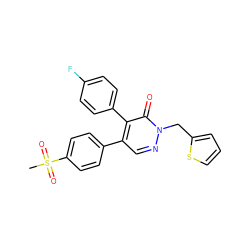 CS(=O)(=O)c1ccc(-c2cnn(Cc3cccs3)c(=O)c2-c2ccc(F)cc2)cc1 ZINC000013487667