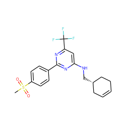 CS(=O)(=O)c1ccc(-c2nc(NC[C@H]3CC=CCC3)cc(C(F)(F)F)n2)cc1 ZINC000029131892