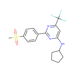 CS(=O)(=O)c1ccc(-c2nc(NC3CCCC3)cc(C(F)(F)F)n2)cc1 ZINC000029131964