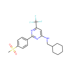 CS(=O)(=O)c1ccc(-c2nc(NCC3CCCCC3)cc(C(F)(F)F)n2)cc1 ZINC000029132125