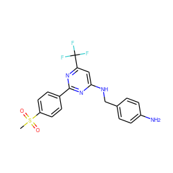 CS(=O)(=O)c1ccc(-c2nc(NCc3ccc(N)cc3)cc(C(F)(F)F)n2)cc1 ZINC000029131962