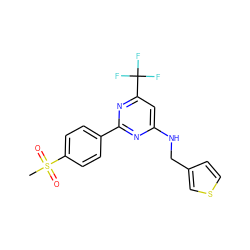 CS(=O)(=O)c1ccc(-c2nc(NCc3ccsc3)cc(C(F)(F)F)n2)cc1 ZINC000029132479