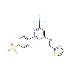 CS(=O)(=O)c1ccc(-c2nc(NCc3nccs3)cc(C(F)(F)F)n2)cc1 ZINC000029132119