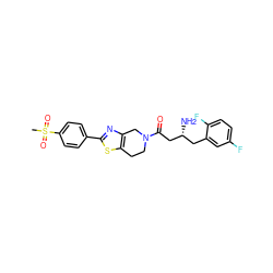 CS(=O)(=O)c1ccc(-c2nc3c(s2)CCN(C(=O)C[C@H](N)Cc2cc(F)ccc2F)C3)cc1 ZINC000014949025