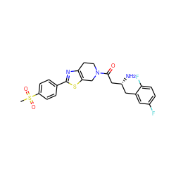 CS(=O)(=O)c1ccc(-c2nc3c(s2)CN(C(=O)C[C@H](N)Cc2cc(F)ccc2F)CC3)cc1 ZINC000014949009