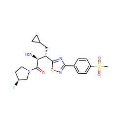 CS(=O)(=O)c1ccc(-c2noc([C@@H](CC3CC3)[C@H](N)C(=O)N3CC[C@H](F)C3)n2)cc1 ZINC000014948500