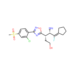 CS(=O)(=O)c1ccc(-c2noc([C@@H](CCO)[C@H](N)C(F)=C3CCCC3)n2)c(Cl)c1 ZINC000029126622