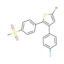 CS(=O)(=O)c1ccc(-c2sc(Br)cc2-c2ccc(F)cc2)cc1 ZINC000026185411