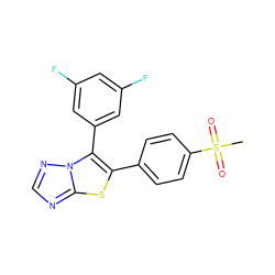 CS(=O)(=O)c1ccc(-c2sc3ncnn3c2-c2cc(F)cc(F)c2)cc1 ZINC000027711102