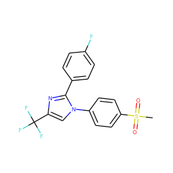 CS(=O)(=O)c1ccc(-n2cc(C(F)(F)F)nc2-c2ccc(F)cc2)cc1 ZINC000013762090