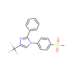 CS(=O)(=O)c1ccc(-n2cc(C(F)(F)F)nc2-c2ccccc2)cc1 ZINC000003814580