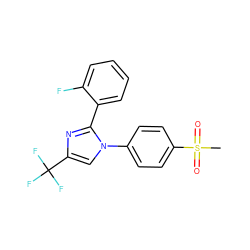 CS(=O)(=O)c1ccc(-n2cc(C(F)(F)F)nc2-c2ccccc2F)cc1 ZINC000013762122