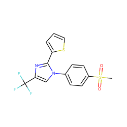 CS(=O)(=O)c1ccc(-n2cc(C(F)(F)F)nc2-c2cccs2)cc1 ZINC000000841385