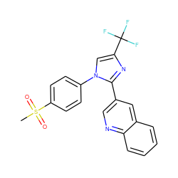 CS(=O)(=O)c1ccc(-n2cc(C(F)(F)F)nc2-c2cnc3ccccc3c2)cc1 ZINC000003814627