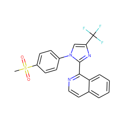 CS(=O)(=O)c1ccc(-n2cc(C(F)(F)F)nc2-c2nccc3ccccc23)cc1 ZINC000013812860