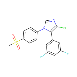 CS(=O)(=O)c1ccc(-n2cnc(Cl)c2-c2cc(F)cc(F)c2)cc1 ZINC000000592935