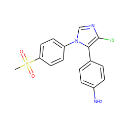 CS(=O)(=O)c1ccc(-n2cnc(Cl)c2-c2ccc(N)cc2)cc1 ZINC000013525187