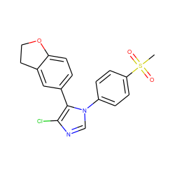 CS(=O)(=O)c1ccc(-n2cnc(Cl)c2-c2ccc3c(c2)CCO3)cc1 ZINC000013525251