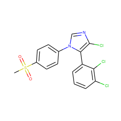 CS(=O)(=O)c1ccc(-n2cnc(Cl)c2-c2cccc(Cl)c2Cl)cc1 ZINC000027099984