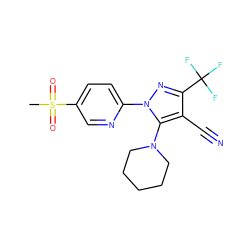 CS(=O)(=O)c1ccc(-n2nc(C(F)(F)F)c(C#N)c2N2CCCCC2)nc1 ZINC000028565753