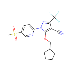 CS(=O)(=O)c1ccc(-n2nc(C(F)(F)F)c(C#N)c2OCC2CCCC2)nc1 ZINC000028570153