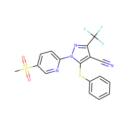 CS(=O)(=O)c1ccc(-n2nc(C(F)(F)F)c(C#N)c2Sc2ccccc2)nc1 ZINC000028569873