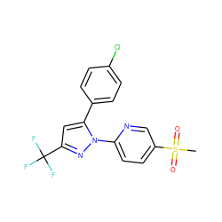 CS(=O)(=O)c1ccc(-n2nc(C(F)(F)F)cc2-c2ccc(Cl)cc2)nc1 ZINC000013588339