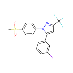 CS(=O)(=O)c1ccc(-n2nc(C(F)(F)F)cc2-c2cccc(I)c2)cc1 ZINC000066111950