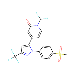 CS(=O)(=O)c1ccc(-n2nc(C(F)(F)F)cc2-c2ccn(C(F)F)c(=O)c2)cc1 ZINC000150607827